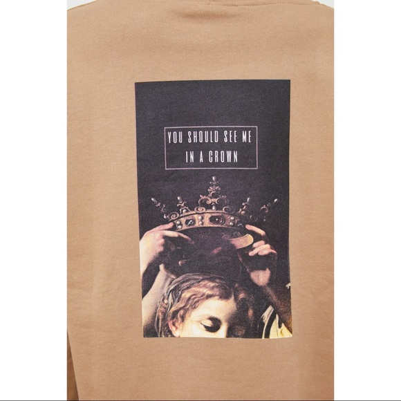 Pullover Hoodie Women Fleece Tan Sweatshirt - Picture 6 of 6